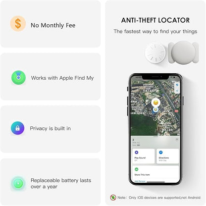 GPS Tracking Devices, 1PCS No Monthly Fee Car GPS Tracker, Tracker Device for Vehicles Work with Find My (iOS Only), Car Tracker Device Hidden with Magnetic Waterproof Case,White