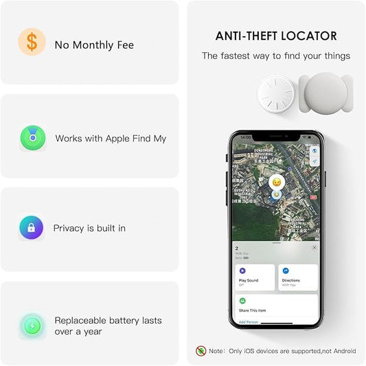 GPS Tracking Devices, 1PCS No Monthly Fee Car GPS Tracker, Tracker Device for Vehicles Work with Find My (iOS Only), Car Tracker Device Hidden with Magnetic Waterproof Case,White