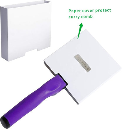 BOTH WINNERS Reversible Stainless Steel Curry Comb with Soft Touch Grip (Purple)