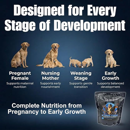CPN Structure Premium Puppy Growth Supplement – Supports Muscle, Bone & Immune Development – 100% Human Grade Protein from Egg & Milk – Probiotics, Enzymes & Omegas (2 lbs)