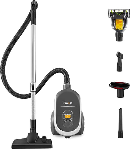 Aircliff Canister Vacuum Cleaner, Specially Designed Nozzle for Pet Family, 1200W & 17Kpa Strong Suction, 2 HEPA Filters & 5 Cleaning Tools for Hard Floor, Carpet, Upholstery, Pet Hair