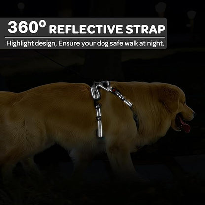 FURRYFECTION Plaid Dog Harness for Medium Dogs, Reflective No Pull Adjustable Pet Vest with Front Clip, Leash, Easy Control Handle and Seat Belt, Beige&White, M