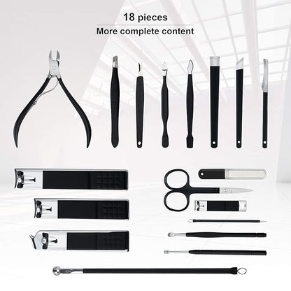 Manicure Set Professional Nail Clippers Kit Pedicure Care Tools- Stainless Steel Women Grooming Kit 18Pcs for Travel or Home (Pink)