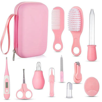 Baby Grooming and Health Kit, Lictin Nursery Care Kit, Newborn Safety Health Care Set with Hair Brush,Comb,Nail Clippers and More for Newborn Infant Toddlers Baby Girls, Pink