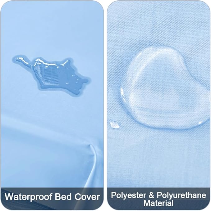 DUJUIKE Waterproof Bed Cover for Dog and Cats,Pet Hair Resistant Bed Sheet Cover, Protective Bed Liner Cover with 100% Waterproof Breathable Thin Fabric (Sky Blue, Twin 63 * 90 inch)