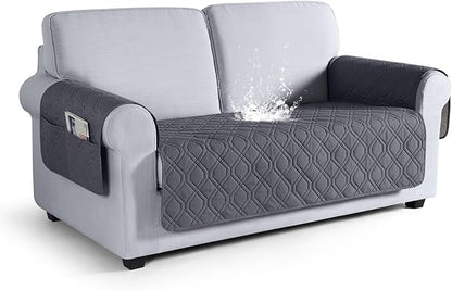 VANSOFY Couch Cover, Waterproof Sofa Covers Washable Slipcover Furniture Protector Couch Seat Covers Non-Slip Couch Cover for Dogs, Pets(Loveseat Plus, Dark Gray)