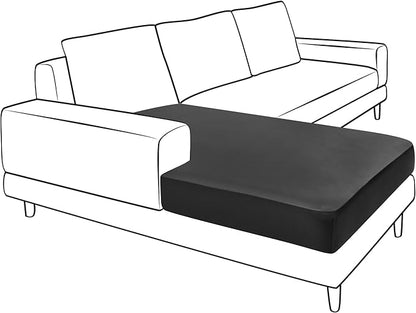 Yates Home Couch Covers for Sectional Sofa L Shape PU Leather Cushion Slipcover Water-Proof Elastic RV Chaise Seat Cover Protector Slip Cover for Settee Seater Replacement in Living Room（XXL, Black