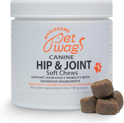 Dog Hip & Joint Supplement Soft Chews – Advanced Mobility & Comfort Support – Glucosamine, Chondroitin, MSM, Turmeric, Boswellia, Collagen – 60 Count