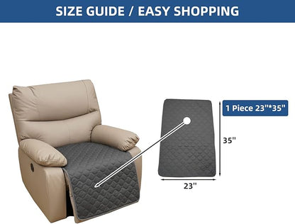 Eismodra Waterproof Recliner Chair Covers for Reclining Couch Slipcovers Seat Cushion,Anti-Slip Sofa Cover for Dogs Pets Furniture Protector Washable,Gray 23 x 35 inches (Only 1 Piece)