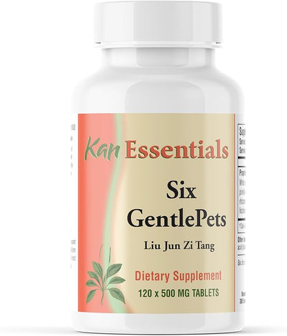 Kan Herbs Company Six GentlePets – Traditional Chinese Herbal Blend for Dogs and Cats to Support Energy, Digestion, Appetite, and Respiratory Comfort, Herbal Supplement for Pets, 120 Tablets
