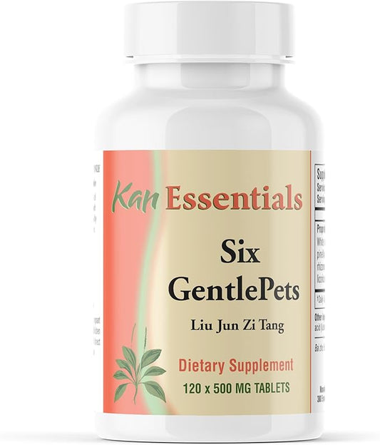 Kan Herbs Company Six GentlePets – Traditional Chinese Herbal Blend for Dogs and Cats to Support Energy, Digestion, Appetite, and Respiratory Comfort, Herbal Supplement for Pets, 120 Tablets