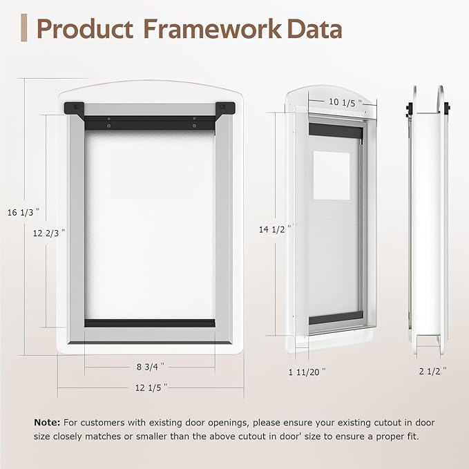 [MAVRICTECH] Doggie Door for Door, Doggy Door for Exterior Door with Steel Frame and Telescoping Tunnel, Dog Door with Two Magnetic Flaps and Two Sliding Lock Panels, for Pets Up to 40LBS, White
