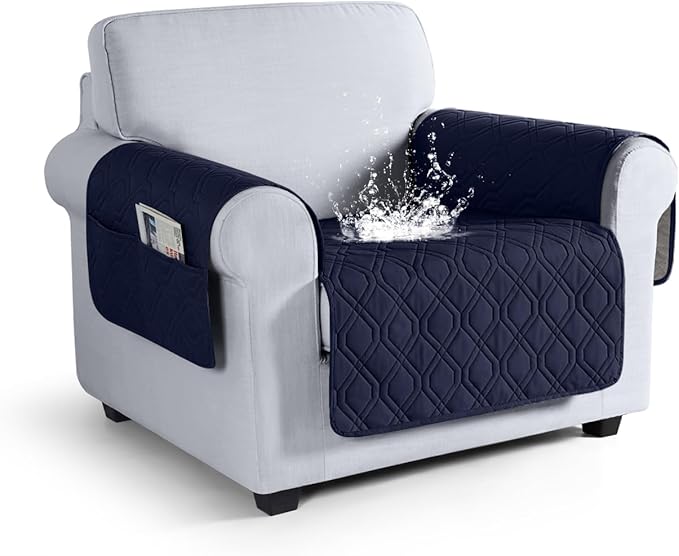 VANSOFY Couch Cover, Waterproof Sofa Covers Washable Slipcover Furniture Protector Couch Seat Covers Non-Slip Couch Cover for Dogs, Pets(Chair, Dark Blue)