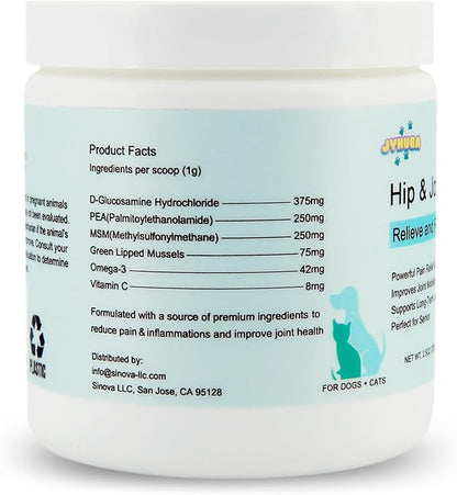 Pet Pain Relief for Dogs & Cats – Natural Joint Supplement with Pea, Glucosamine, MSM, Green Lipped Mussels – Promotes Mobility, Reduces Inflammation & Pain – Made in USA 2.5oz (72g)