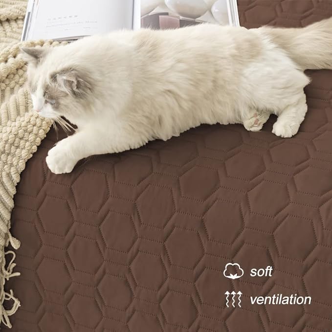 Tcksstex Waterproof and Anti-Slip Dog Bed Cover and Pet Blanket Sofa Pet Bed Mat car Incontinence Mattress Protectors Furniture Couch Cover for Most Cats Dogs, Pets（40x50-Chocolate）