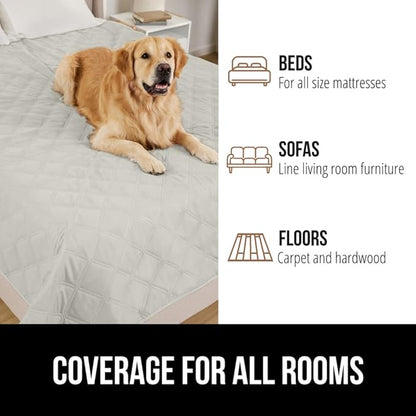 GORILLA GRIP Waterproof Dog Blanket 82x52, Leakproof Couch Cover for Dogs, Silicone Grip Backing, Protects Sofa, Sectional, Bed, Crate, Car & RV, Tear-Resistant Washable Senior Pet Blanket Light Taupe