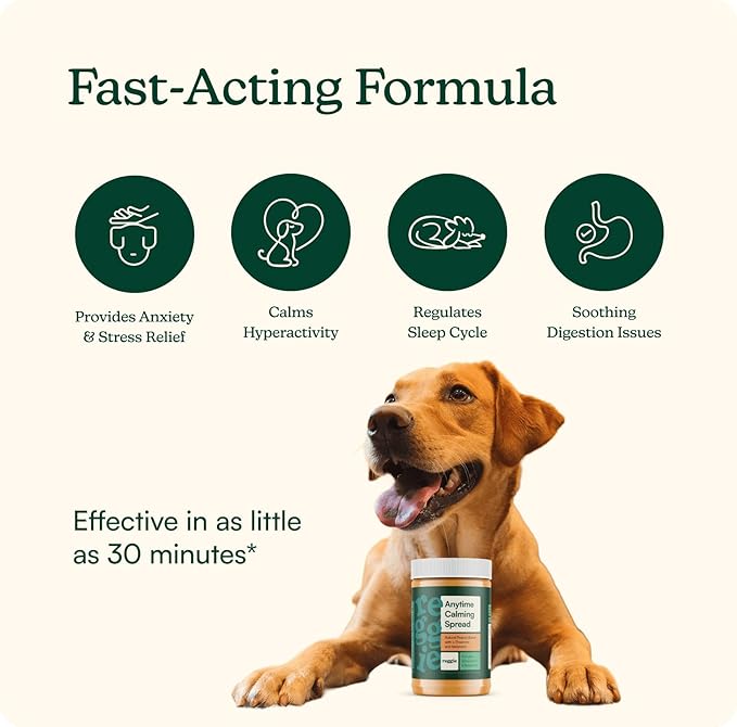 Reggie Calming Spread for Dogs, 100% Natural Peanut Butter with Melatonin & L-Theanine, Short-Term Dog Anxiety Relief, Made in USA 16oz