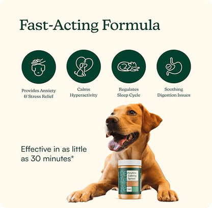 Reggie Calming Spread for Dogs, 100% Natural Peanut Butter with Melatonin & L-Theanine, Short-Term Dog Anxiety Relief, Made in USA 16oz