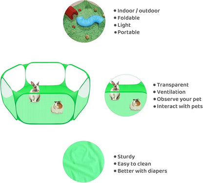 Amakunft Small Animal Playpen, Pop-Up Portable Play Yard for Guinea Pigs, Rabbits, Hamsters, Hedgehogs, Foldable Exercise Fence with Breathable Mesh for Indoor Outdoor Use