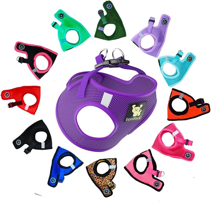 EcoBark Rapid Fastener Super Comfort Fully Adjustable Double Padded Step in Dog Harness (Large, Purple)