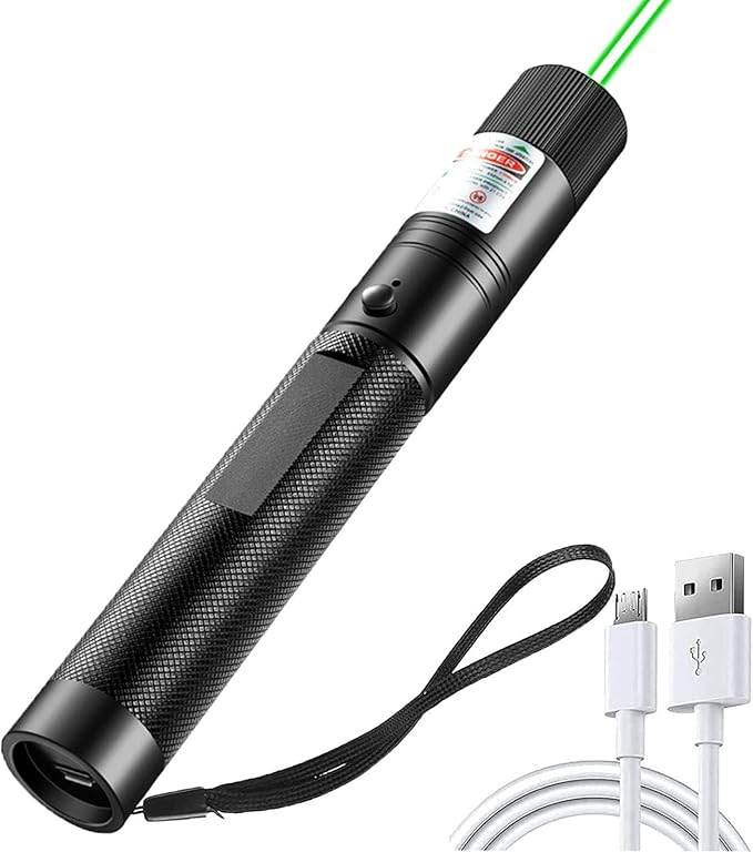Laser Pointer High Power, Green Laser Pointer Indicator Light, USB Charge，Presentation, Interactive Toys for Indoor Dogs Cats