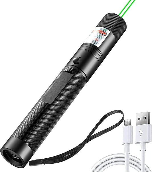 Laser Pointer High Power, Green Laser Pointer Indicator Light, USB Charge，Presentation, Interactive Toys for Indoor Dogs Cats