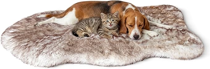 Faux Fur Dog Bed for Large Dogs, Fluffy Luxury Dog Mattress, Fuzzy Dog Bed Mat Soft Flat Dog Beds, Extra Large Plush Orthopedic Dog Bed, Washable and Waterproof Pet Dog Mat Bed, Brown, 40"