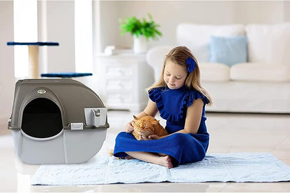 Omega Paw Self Cleaning Litter Box, Omega Paw Roll 'N Clean Litter Box, Regular Size for Kittens and Cats 10 lbs and Under, Brown Color, Model NRA15 V5.0