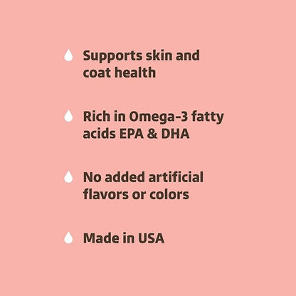 Amazon Basics Wild Alaskan Salmon Oil - Skin and Coat Support, Omega 3 Supplement for Dog and Cat, 16 fl oz (Previouly Wonder Bound)