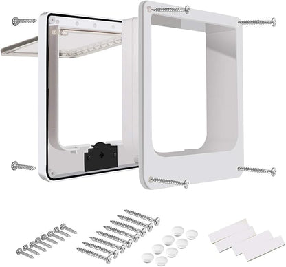 CEESC Extra Large Cat Door (Outer Size 11.6" x 9.8"), Rotary 4 Way Locking Cat Door for Interior Exterior Doors, Weatherproof Pet Door for Cat & Doggie with Circumference < 24.8",Upgraded Version