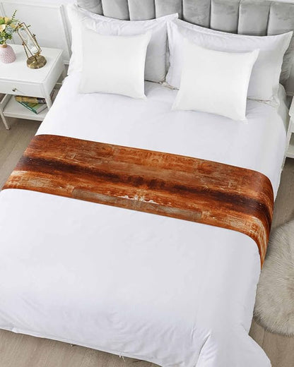 Burnt Orange Bed Runner for King Size Bed, Abstract Decorative Bed Scarf Throws for Foot of Bed, Oil Modern Painting Luxury Bedding Protector Slipcover Bed Runners for Home, 94 x 20 Inch