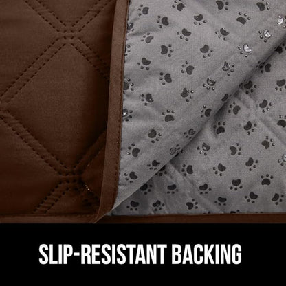 GORILLA GRIP Waterproof Dog Blanket, 82x68, Leakproof Couch Cover for Dogs, Silicone Grip Backing, Protects Sofa, Sectional, Bed, Crate, Car & RV, Tear-Resistant Washable Senior Pet Blanket, Brown
