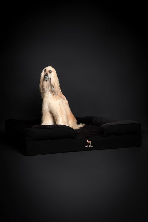 NOAH & PAW Giant Dog Bed XXL, 55x45x11 Inch, Orthopedic Dog Beds, Eggshell Memory Foam Infused with Cooling Gel, Inner Cover, Waterproof, Machine Washable (Denim Sofa Collection)