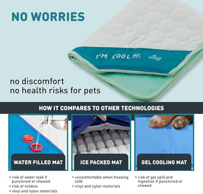 INSPECTOR TAIL 3D ChillPocket Cooling Mat for Dog + String Bag Pack/Air-Cells for Better Airflow/Washable & Portable Pet Soft Pad for Indoor or Outdoor Blanket for Kennel Sofa Bed Floor Car