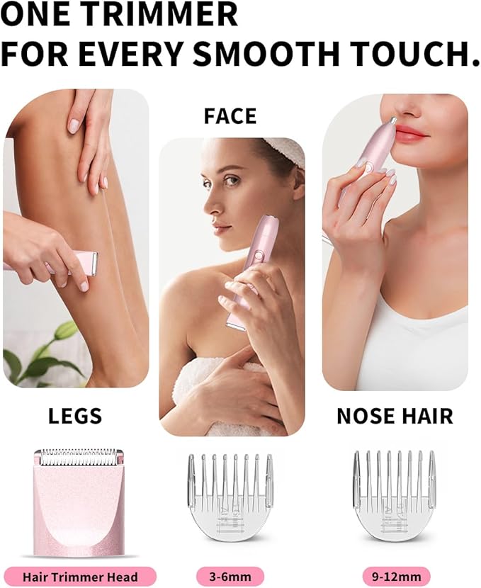 Ufree Bikini Trimmer Women Electric Razors Dual Head, Pubic Body Hair Trimmer Electric Shaver for Face, Legs, Arm, Rechargeable Lady Shaver Waterproof, Summer Grooming Kit