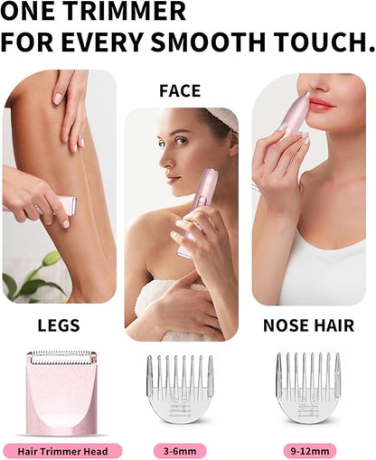 Ufree Bikini Trimmer Women Electric Razors Dual Head, Pubic Body Hair Trimmer Electric Shaver for Face, Legs, Arm, Rechargeable Lady Shaver Waterproof, Summer Grooming Kit