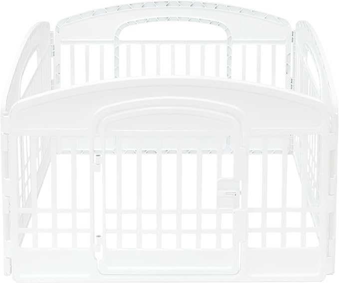 Carlson 4-Panel Plastic Pet Pen – Portable, Secure, and Easy-to-Use Playpen for Small Pets | 24" Tall, White, Includes Door and Lock, Ideal for Small Pets, Whelping and Indoor/Outdoor Use