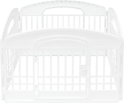 Carlson 4-Panel Plastic Pet Pen – Portable, Secure, and Easy-to-Use Playpen for Small Pets | 24" Tall, White, Includes Door and Lock, Ideal for Small Pets, Whelping and Indoor/Outdoor Use