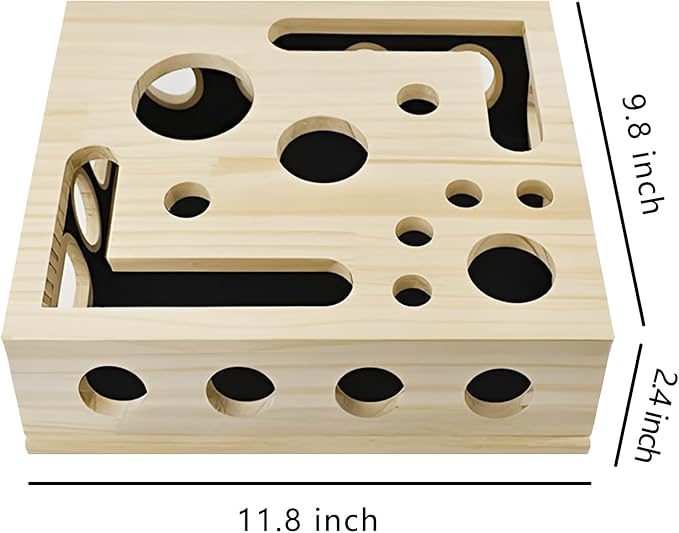 Cat Scratch Puzzle Enrichment Box with Sandpaper - Cat Nail File Enrichment Box for Indoor Cats, Stress-Free Nail Grinder & Clipper Alternative, Natural Scratching & Play (Brown)
