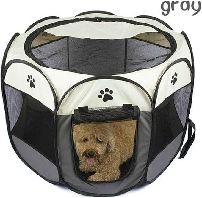 Pet Cat Playpen for Indoor Cats Enclosed, Portable Foldable Dog Playpen Outdoor with Zipper Top Cover Door for Dogs, Cats, Small Animals