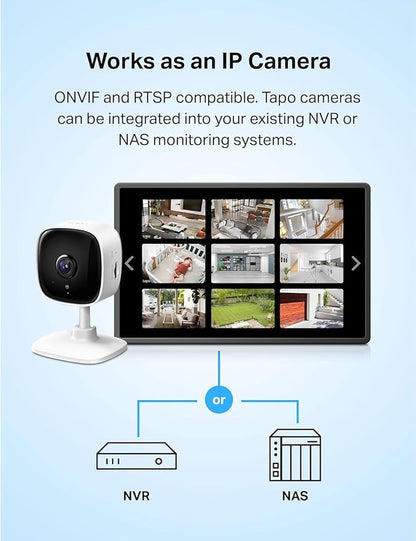 Tapo 2K Indoor Wired Security Camera - Works as a Baby Monitor & Pet Camera, Person/Motion/Baby Cry Detection, 2-Way Audio, Siren, Subscription-Free Local Storage or Optional Cloud, C110P2 (2-Pack)