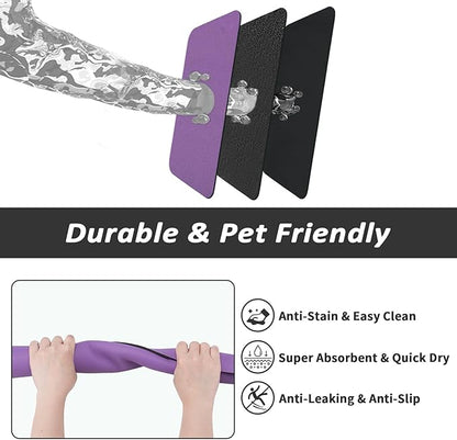 HotLive Dog Food Mat - Absorbent Cat Mat for Food and Water, No Stains Pet Feeding Bowl Mat, Easy to Clean Pet Placemats, Quick Dry Dog Water Dispenser Mat for Messy Drinkers | Purple 18"x 28"