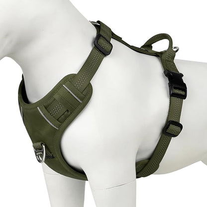 Plutus Pet No Pull Dog Harness, Reflective Adjustable Dog Vest Harness with Handle, Escape Proof, Soft Padded for Small Medium Large Dogs (Ranger Green, M)