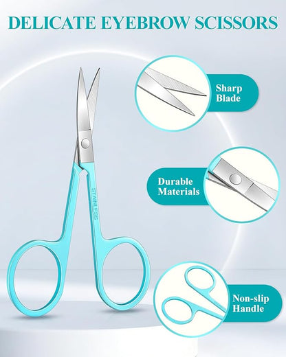 MORGLES Tweezers for Women Facial Hair, 10 in 1 Pimple Popper Tool Kit with Tweezers, Eyebrow Tweezers Kit with Eyebrow Trimmer & Scissors, Razor, Travel Bag, Grooming Beauty Set