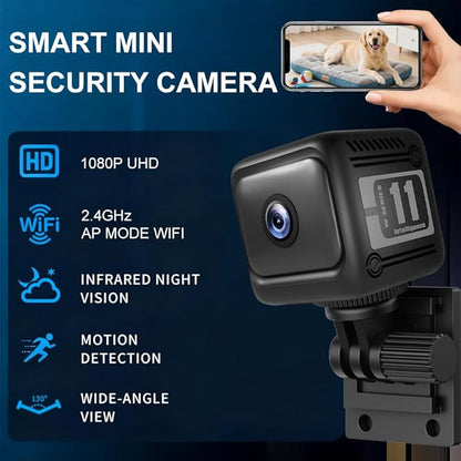 Mini Security Camera 2 Pack, 1080p HD Wireless Indoor Cam with 6-Hour Battery & No WiFi Needed for Recording, AI Motion Detection/Pet/Baby Monitoring, Night Vision, Easy Setup for Home Security