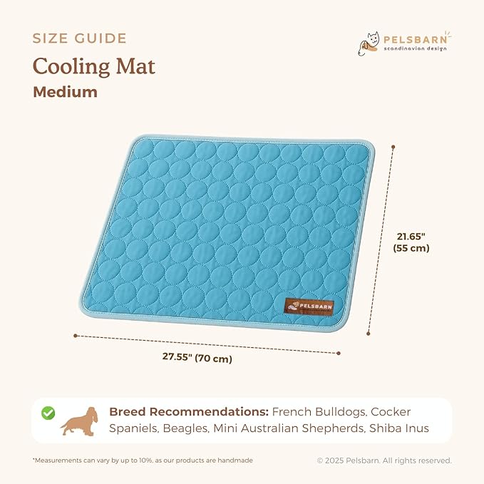 Pelsbarn Dog Cooling Mat- Ice Silk Summer Comfort, Self Cooling, Non-Slip Dog Pad, Durable & Washable, Mat for Medium Dogs 19"" x 25"", Support Shelter Dogs with Every Purchase (Blue)