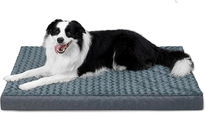 KHONSU PET Dog Bed Mat Plush 3in Orthopedic Pad for Large Dogs up to 35 lbs Medium Waterproof Removable Cover Machine Washable for Medium Sized Dogs