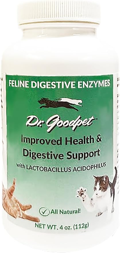 Dr. Goodpet Feline Digestive Enzymes with Probiotics & Prebiotics – Daily Digestive Support Powder for Cats – Promotes Cat Digestion, Nutrient Absorption & Healthy Stool – Vegan