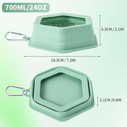 No Splash Dog Travel Bowls for Cars, Spill Proof Collapsible Dogs Water and Food Feeder Dispenser Integrated Molding Portable Cat Dish for Pet Vehicle Road Trips (Morandi Green)