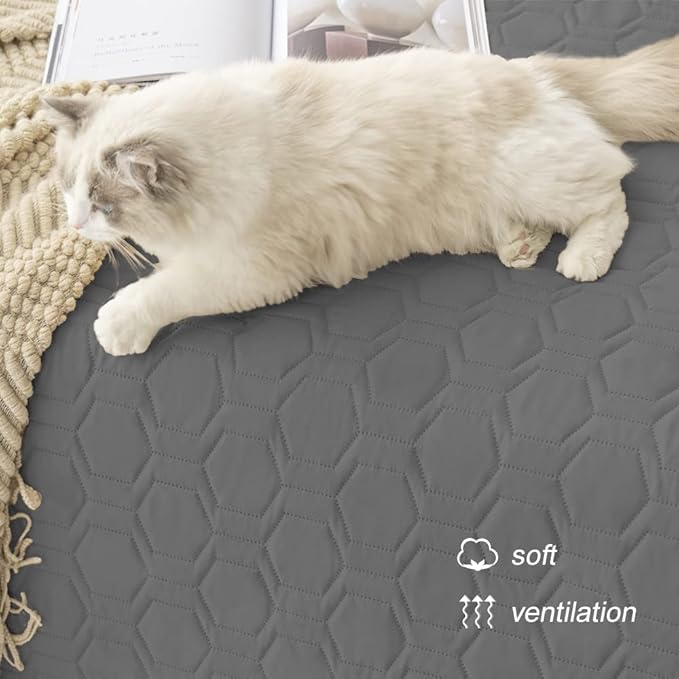 Tcksstex Waterproof and Anti-Slip Dog Bed Cover and Pet Blanket Sofa Pet Bed Mat ，car Incontinence Mattress Protectors Furniture Couch Cover for Most Cats Dogs, Pets（82x82- Dark Grey）